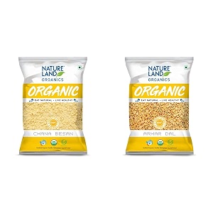 natureland organics chana besan 500 gm amp natureland organics arhartoor dal 1 kg - organic healthy pulses