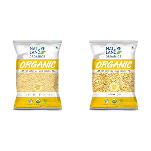 natureland organics chana besan 500 gm amp natureland organics chana dal 1 kg - organic healthy pulses