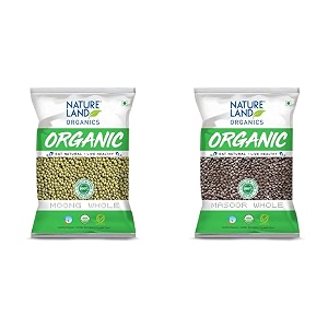 natureland organics moong sabutwhole daal pouch 1 kg amp natureland organics masoor wholesabut pouch 1 kg