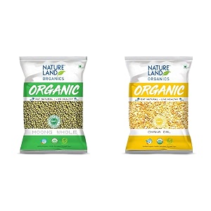 natureland organics moong sabutwhole daal pouch 1 kg amp natureland organics chana dal 1 kg - organic healthy pulses