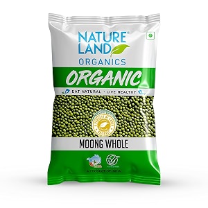 natureland organics moong sabutwhole daal 500 gm - organic healthy pulses