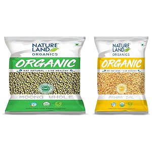 natureland organics moong sabutwhole daal pouch 1 kg amp natureland organics arhar  toor dal 1 kg - organic healthy pulses