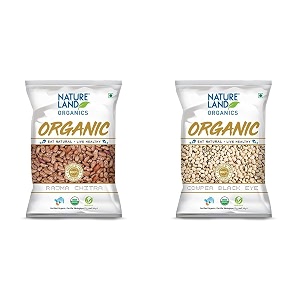 natureland organics rajma chitra 1 kg - organic healthy pulses amp natureland organics cowpea black eyelobia 1 kg - organic healthy pulses