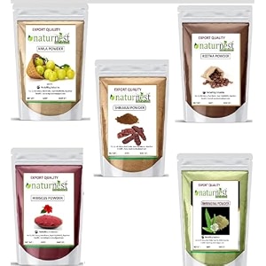 naturenest amla reetha shikakai bhringraj hibiscus powder combo pack for hair  hair pack powder combo hair care products reetha amla shikakai combo powder 100 gm each 500 gm