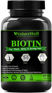 naturewell biotin maximum strength for hair skin  nails-10000 mcg premium green-60n