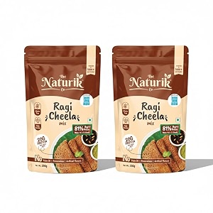the naturik co chilla mix  ragi cheela mix  no maida no palm oil high protein gluten free amp fiber rich breakfast  200g ready to cook chiladosa mix  lentils amp millets protein chilla mix