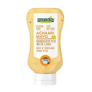 naturin achaari mayo - homemade style real hot and spicy mayonaise - 100 vegeterian - bursting rich indian flavoured dip sauce 290grams