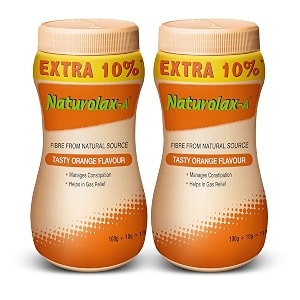 naturolax-a isabgol powder 110g - pack of 2 psyllium husk powder  non-habit forming isabgol - ayurvedic formula fiber supplements for digestion effectively relieves constipationorange flavoured