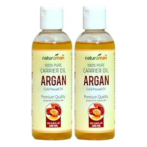 naturoman moroccan argan oil cold pressed  suitable for all skin types  natural amp pure  for hair face skin moisturizer leave hair soft amp shiny  pack of 1  200 ml