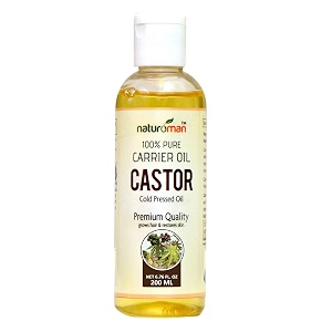 naturoman castor carrier oil - 100 pure amp natural  for all skin types cold pressed  undiluted therapeutic grade  best for eyebrows  massage oil for skin nail and hair care  pack of 1  200 ml