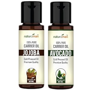 naturoman jojoba amp avocado carrier oils  combo pack of 2  30 ml x 2  for skin hair face amp body  natural amp pure  suitable for all skin types  multipurpose  60 ml