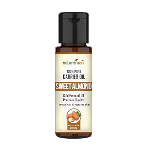 naturoman cold pressed almond carrier oil  suitable for all skin types  natural amp pure  for skin hair face body amp massage  pack of 1  30 ml