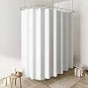 Naturoom Linen Shower Curtain 108x72 Inch for Bathroom White 1 Panel