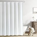 Naturoom Linen Shower Curtain 80 Inch Long for Bathroom White 1 Panel