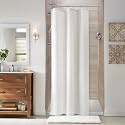 Naturoom Linen Shower Curtain 36x72 Inch for Bathroom Beige White 1 Panel