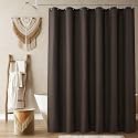 Naturoom Linen Shower Curtain 84 Inch Long for Bathroom Chocolate Brown