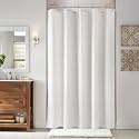 Naturoom Linen Shower Curtain 54x78 Inch for Bathroom Beige White 1 Panel