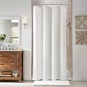 Naturoom Linen Shower Curtain 42x72 Inch for Bathroom Beige White 1 Panel