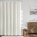 Naturoom Linen Shower Curtain 72 Inch Long for Bathroom Ivory Beige 1 Panel
