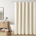 Naturoom Linen Shower Curtain 72 Inch Long for Bathroom Warm Beige