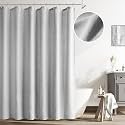 Naturoom Linen Shower Curtain 72 Inch Long for Bathroom Light Grey 1 Panel