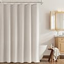 Naturoom Linen Shower Curtain 72 Inch Long for Bathroom Mousse White