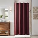 Naturoom Linen Shower Curtain 48x72 Inch for Bathroom Burgundy 1 Panel
