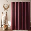 Naturoom Linen Shower Curtain 72 Inch Long for Bathroom Burgundy 1 Panel