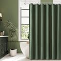 Naturoom Linen Shower Curtain 72 Inch Long for Bathroom Olive Green 1 Panel