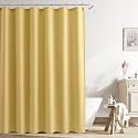 Naturoom Linen Shower Curtain 72 Inch Long for Bathroom Yellow 1 Panel