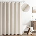 Naturoom Linen Shower Curtain 72 Inch Long for Bathroom Apricot 1 Panel