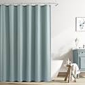 Naturoom Linen Shower Curtain 72 Inch Long for Bathroom Light Blue 1 Panel