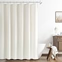 Naturoom Linen Shower Curtain 74 Inch Long for Bathroom Cream 1 Panel