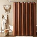 Naturoom Linen Shower Curtain 78 Inch for Bathroom Rustic Brown 1 Panel