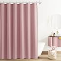Naturoom Linen Shower Curtain 80 Inch Long for Bathroom Pink 1 Panel