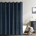 Naturoom Linen Shower Curtain 80 Inch Long for Bathroom Navy Blue 1 Panel