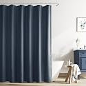 Naturoom Linen Shower Curtain 80 Inch Long for Bathroom Denim Blue 1 Panel