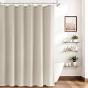 Naturoom Linen Shower Curtain 84 Inch Long for Bathroom Vanilla 1 Panel