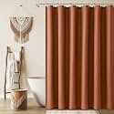 Naturoom Linen Shower Curtain 84 Inch Long for Bathroom Terracotta 1 Panel