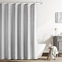 Naturoom Linen Shower Curtain 84 Inch Long for Bathroom Light Grey 1 Panel