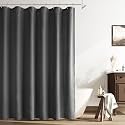 Naturoom Linen Shower Curtain 84 Inch Long for Bathroom Dark Grey 1 Panel