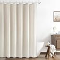 Naturoom Linen Shower Curtain 88 Inch Long for Bathroom Beige 1 Panel