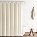 Naturoom Linen Shower Curtain 88 Inch Long for Bathroom Light Beige