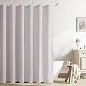 Naturoom Linen Shower Curtain 90 Inch Long for Bathroom Champagne 1 Panel