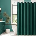 Naturoom Linen Shower Curtain 96 Inch Long for Bathroom Dark Green 1 Panel