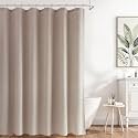 Naturoom Linen Shower Curtain 96 Inch Long for Bathroom Sand Beige 1 Panel