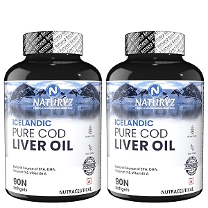 naturyz icelandic pure cod liver fish oil capsules with omega 3 epa amp dha and vitamins a amp d for immunity  skin  eye  muscle  joint health - 180 softgels
