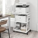Natwind 3 Tier Large Printer Stand, 24"x20", with Charging Station,White