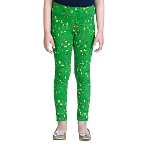 Naughty Ninos Girls Green Printed Ankle-Length Legging