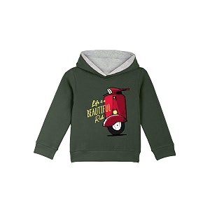 Naughty Ninos Girls Green Printed Hooded Sweatshirt